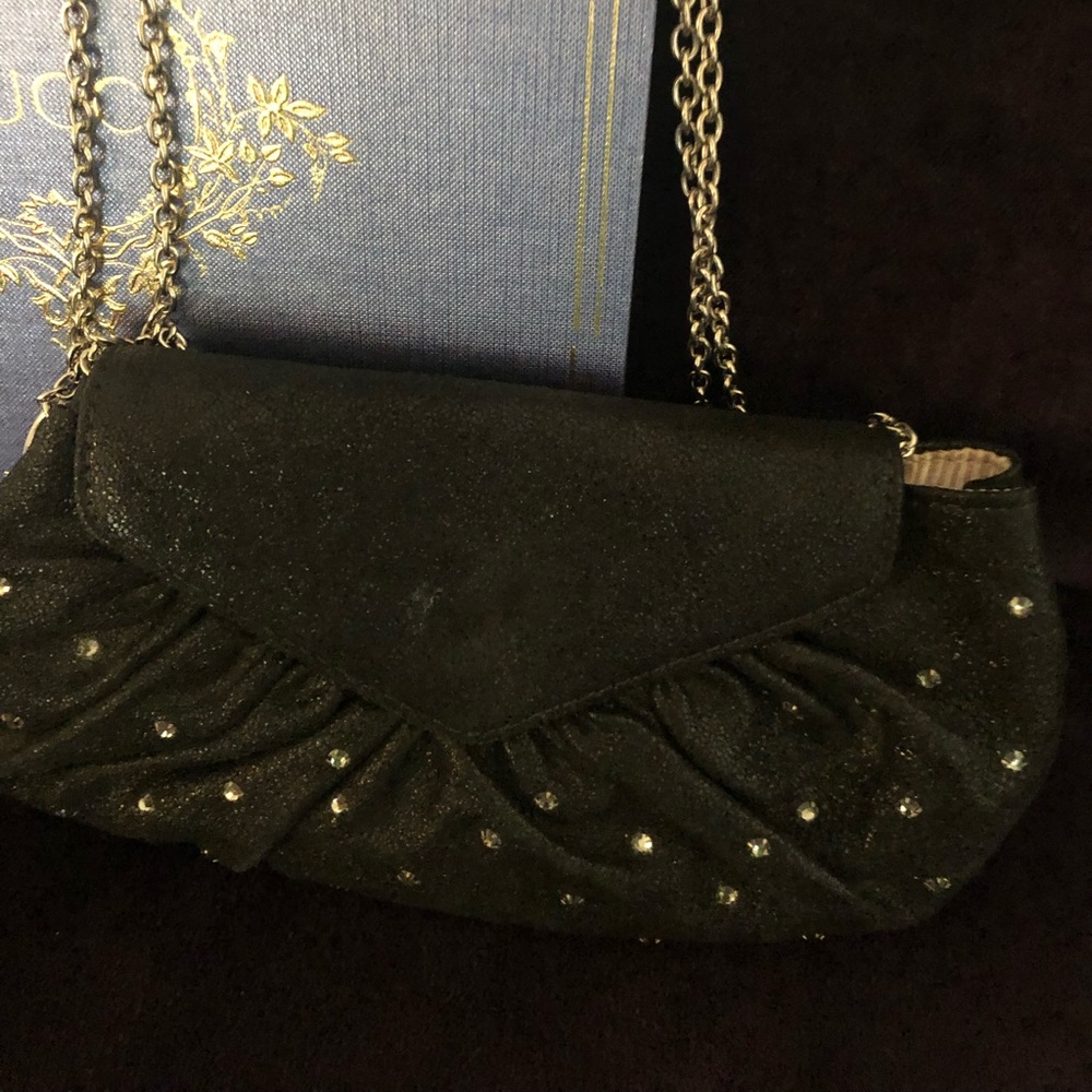 Lauren Mirken black iridescent & rhinestone bag